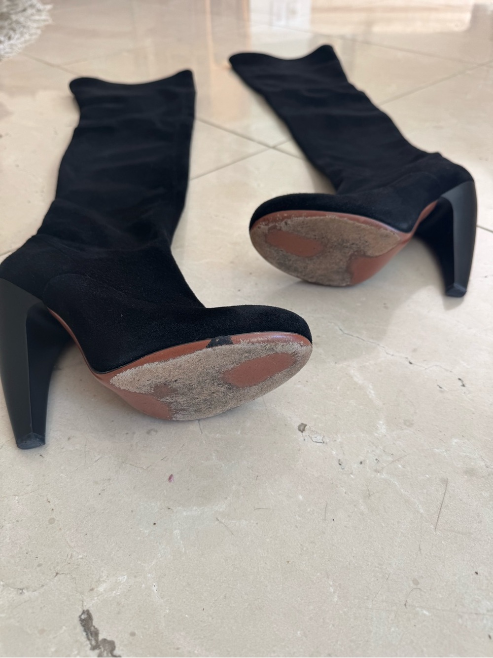 Alaia Women's Black Over-the-Knee Suede Stretch Heel Boots, Size 39 - Picture 7 of 8